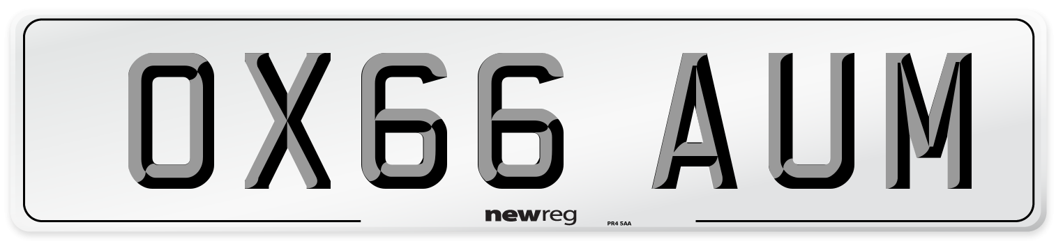 OX66 AUM Number Plate from New Reg